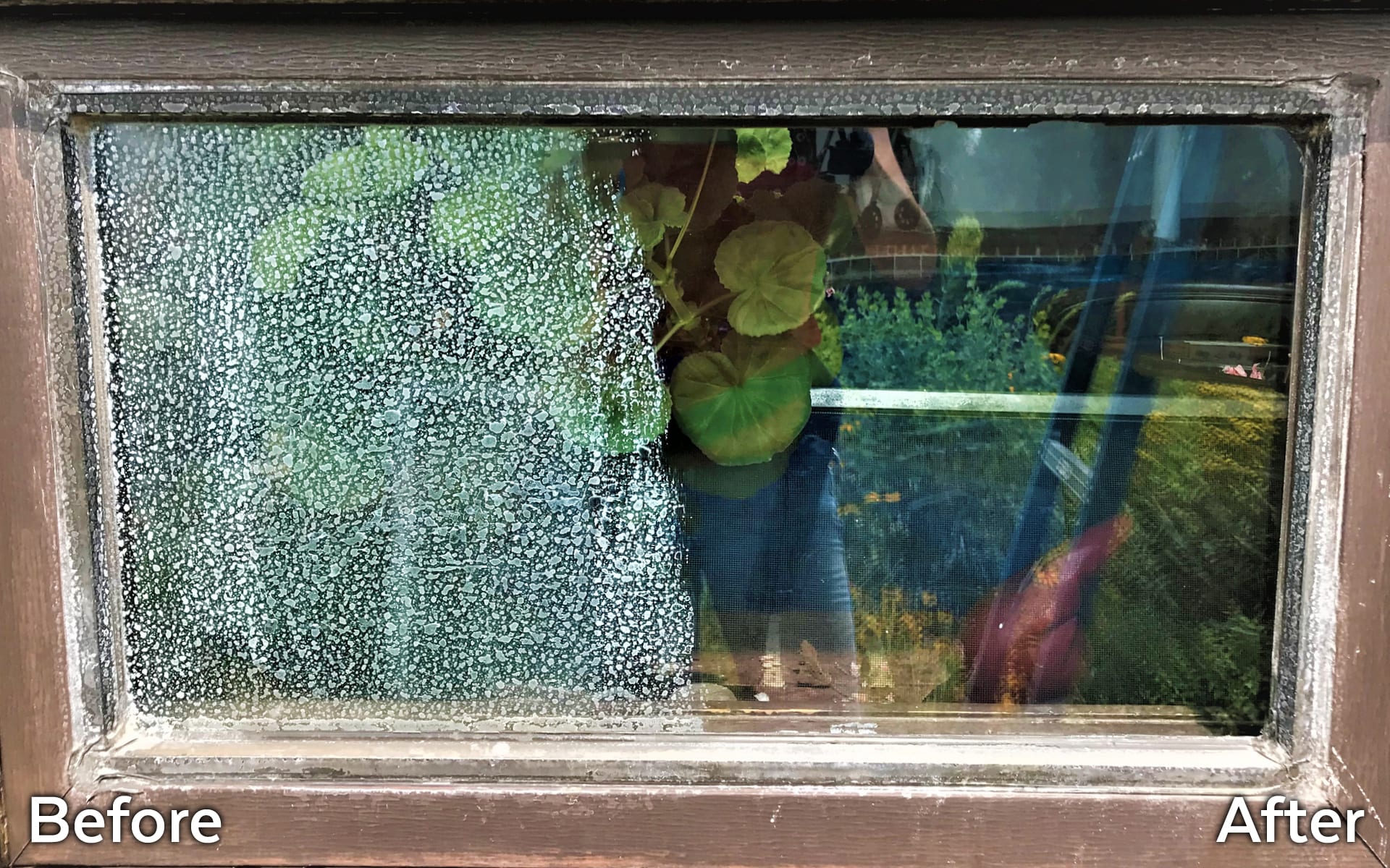 Window glass before and clean after.