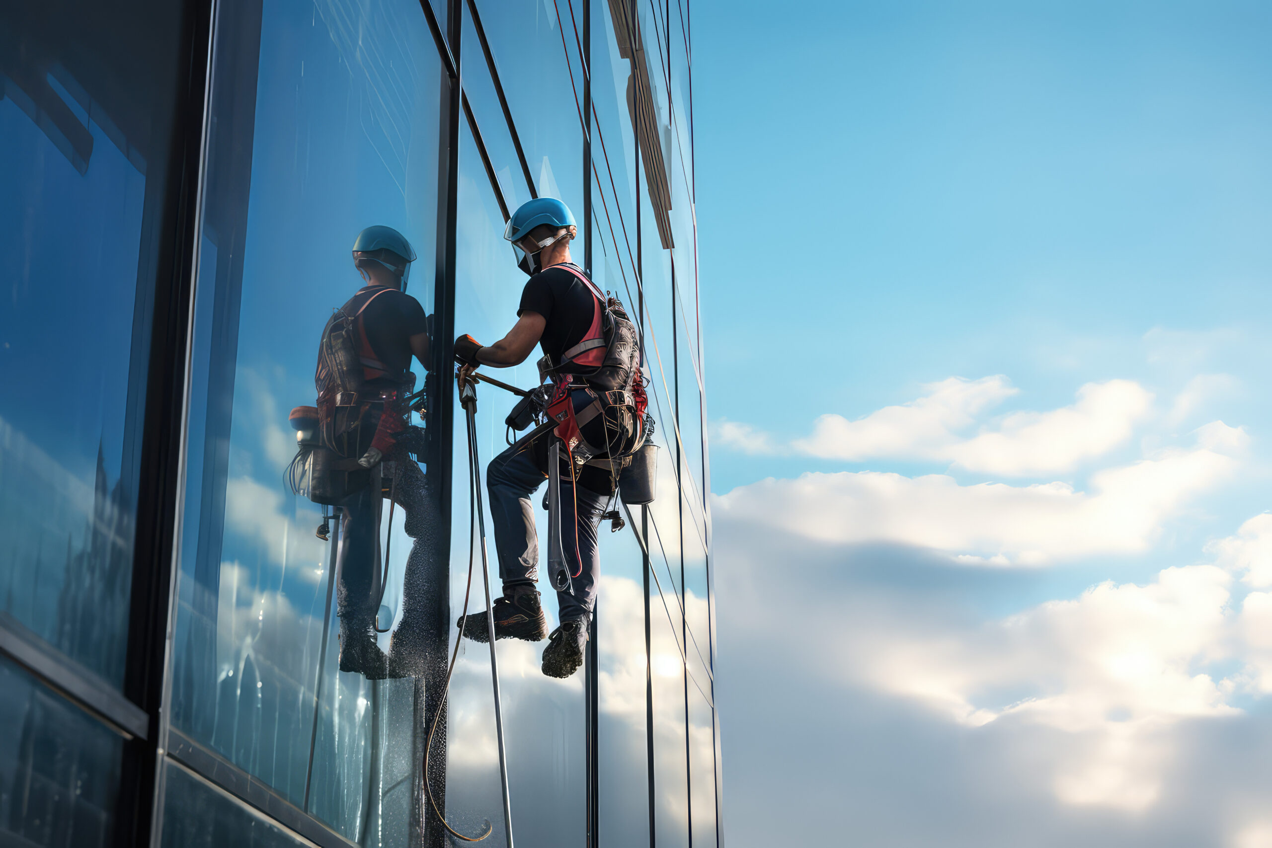 Image of an expert high rise window cleaner in Albuquerque